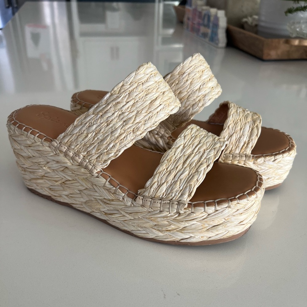 Splendid Linda Wedge Sandals, Natural, Women's 7 GUC